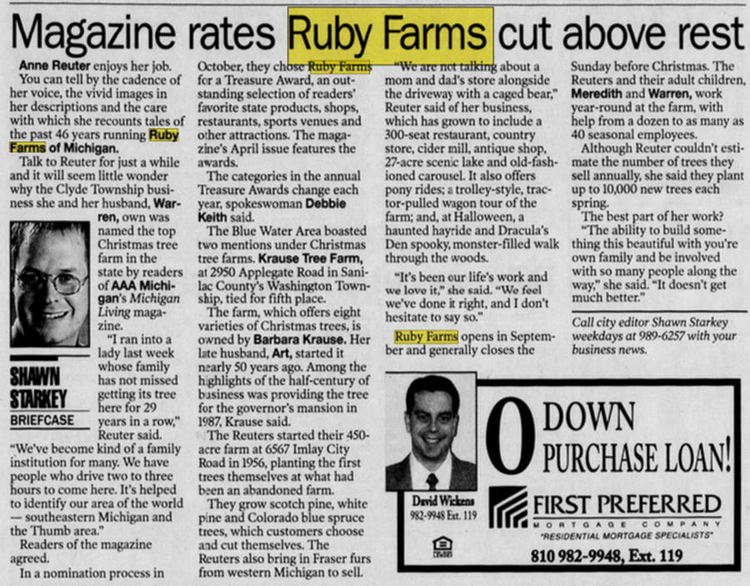 Ruby Farms - Apr 10 2002 Article (newer photo)